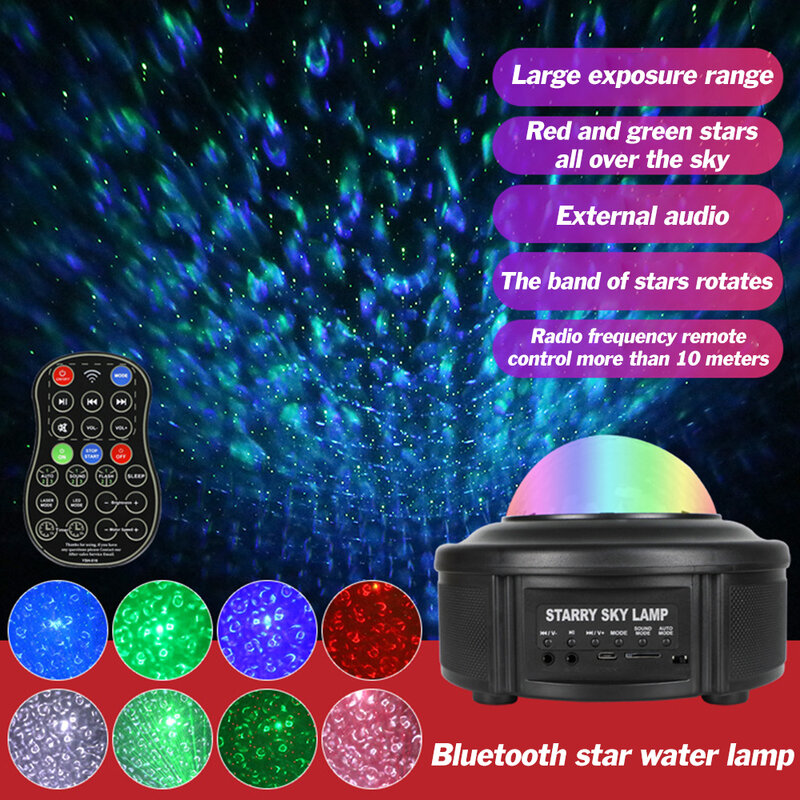 Star Moon Night Light LED Projector Sky Rotating Bluetooth Remote Control Operated Nightlight Lamp For Baby Bedroom Nursery Gift