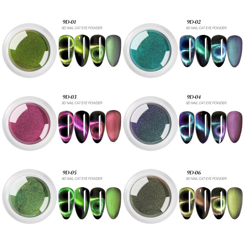 12 Color 9D Cat Eye Laser Powder Nail Powders Shiny Nail Glitters Dust Decorations For Nail Art Pigment DIY Accessories