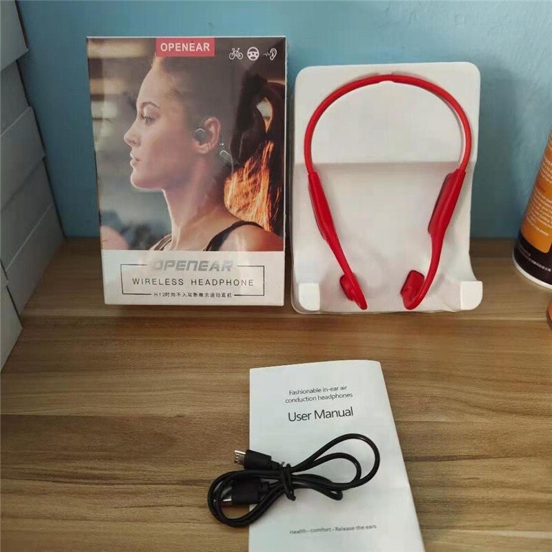 H12 Earphone Konduksi Tulang Headphone Bluetooth Nirkabel Earbud Stereo Headset Noise Cancelling Olahraga Tahan Air dengan Mikrofon