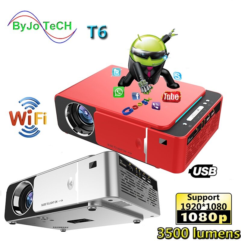 UNIC T6 LED Full HD 1080P projektor 3500 lumenów kino domowe Beamer Android WIFI opcjonalnie Proyector USB wideo VGA kino