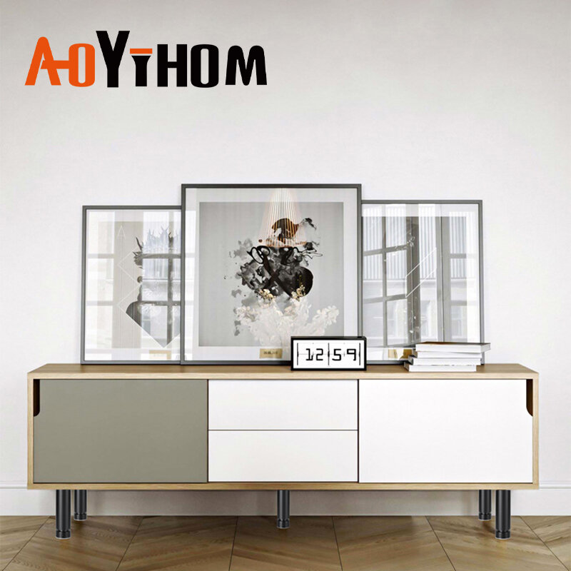 Aoyihom liga de alumínio móveis pés gabinete preto ajustável feets tv armários mesa café sofá pés apoio perna coluna