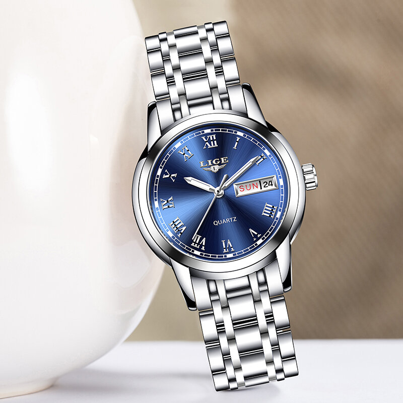 2020 neue Frauen Uhren LIGE Top Luxus Marke Dame Mode Lässig Einfache Voller Stahl Wasserdichte armbanduhr Mädchen Relogio Feminino