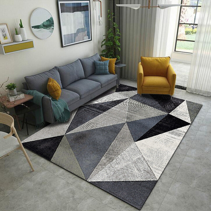 Geometris Dicetak Karpet untuk Ruang Tamu Mudah Dicuci Kamar Tidur Besar Karpet Modern Cetak Lantai Karpet untuk Ruang Tamu Mat Home
