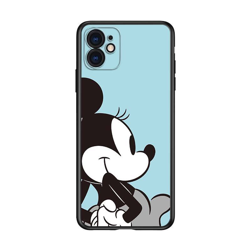 Disney Mickey Mouse Oswald para Apple iPhone 12 Pro Max Mini 11 Pro XS Max X XR 6S 6 7 8 Plus 5S SE2020 suave negro teléfono caso