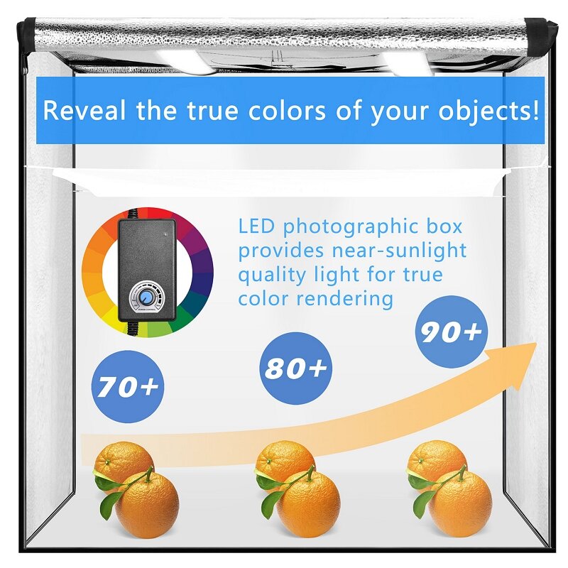 Caixa de iluminação led portátil para fotografia, 40/50/60cm, tenda para fotos com 3 cores, fundo para estúdio fotográfico