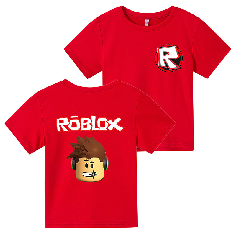 Летняя детская футболка Robloxing с коротким рукавом для мальчиков, повседневный пуловер с мультяшным аниме рисунком для девочек, топы, Детская ...
