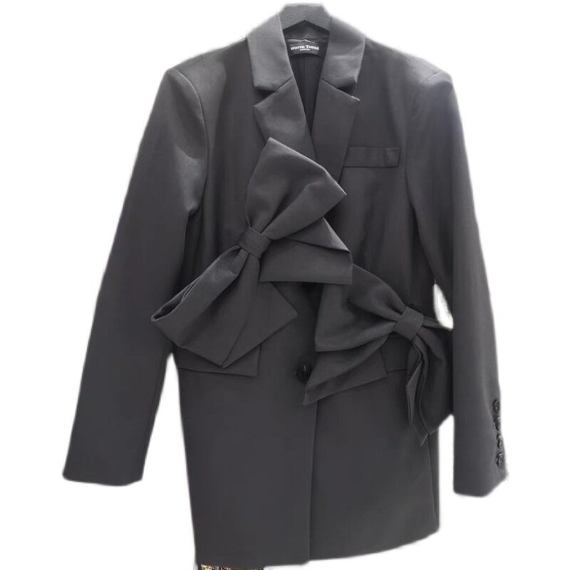 Blazer con lazo de retales para Mujer, chaqueta informal de manga larga, elegante, 2021