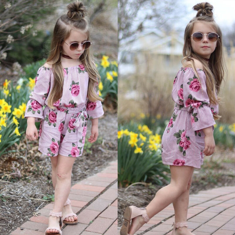 رومبير زهري للفتيات الصغيرات ، بذلة صيفية ، ملابس شمسية