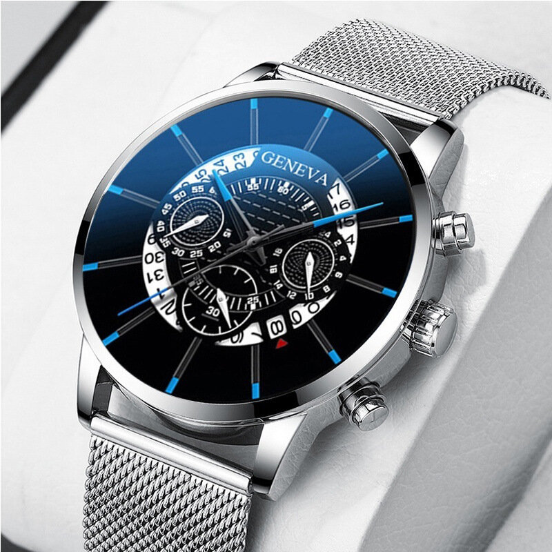 Pria Watch Reloj Hombre Pria Warna Stainless Steel Kalender Kuarsa Jam Tangan Pria Olahraga Watch Clock Geneva Jam