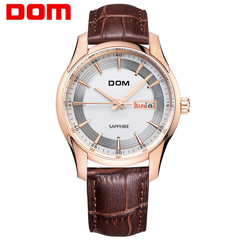 Relojes de negocios DOM para hombre, diseño Retro, correa de cuero, reloj de pulsera analógico de cuarzo, marca superior, reloj deportivo de lujo M-517
