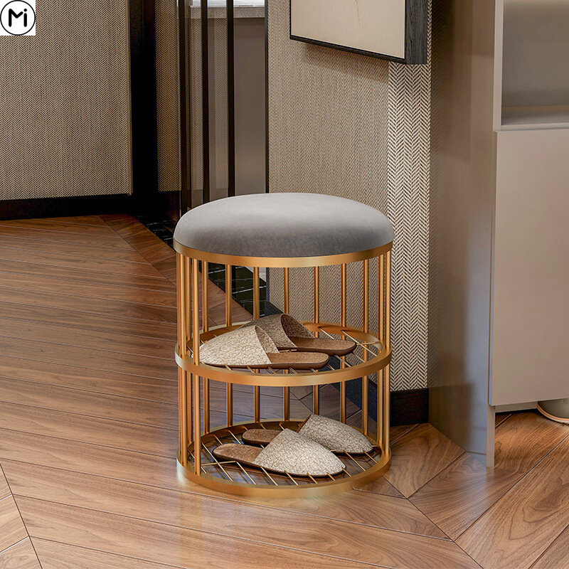 Скандинавский простой современный светлый роскошный стул для смены обуви креативный сетчатый стул для входа в дом для знаменитостей шкафч...