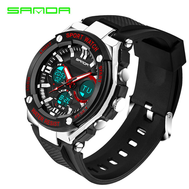 SANDA 733 Sport zegarek męski zegarek wojskowy wodoodporny Top marka luksusowy kalendarz data cyfrowy kwarcowy zegarek relogio masculino