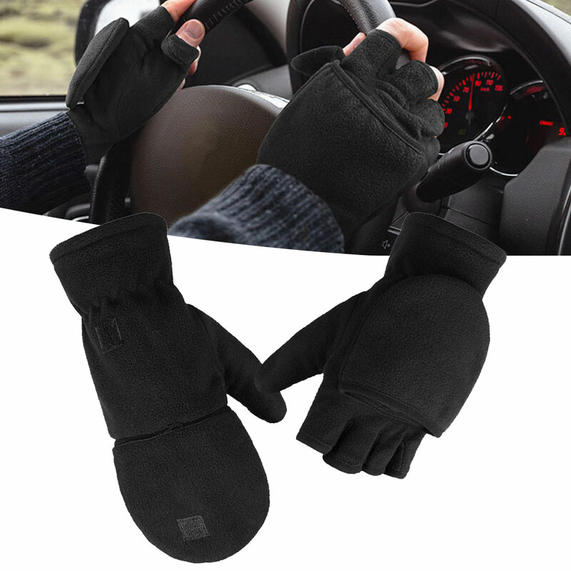 1คู่รถพลิกฝาครอบบ้านผู้ชายผู้หญิง Windproof กีฬาเย็น3M Thinsulate ฤดูหนาวที่อบอุ่นถุงมือ Fingerless mittens