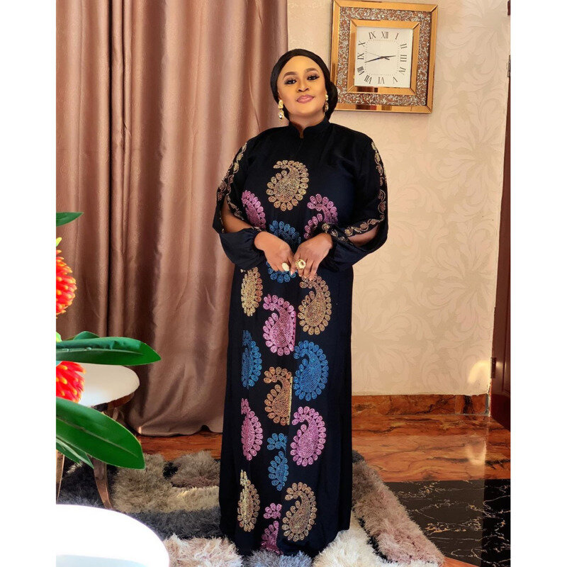 Shzq 2021 novo estilo africano roupas femininas dashiki abaya moda lantejoulas solto vestido uma peça