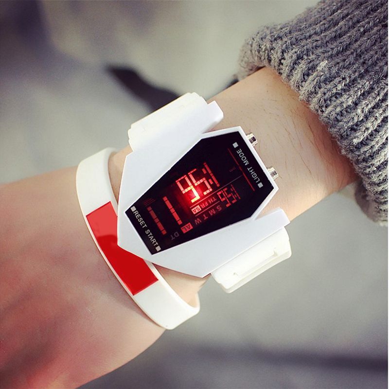 Unisex Fashion Personality Multi-functional LED Solid Color Silicone Band Wristwatch