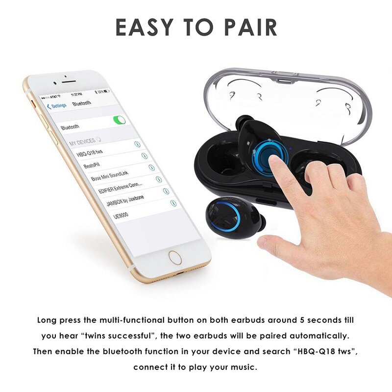 TWS Earphone Bluetooth 2021 Kualitas Tinggi 5.0 dengan Kotak Pengisi Daya Headphone Nirkabel 9D Stereo Olahraga Headset Earbud Tahan Air