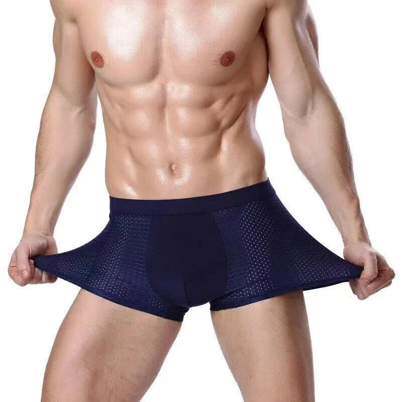 4 pçs cuecas boxer shorts de fibra de bambu malha cueca masculina respirável legal cueca plus size 2xl-5xl
