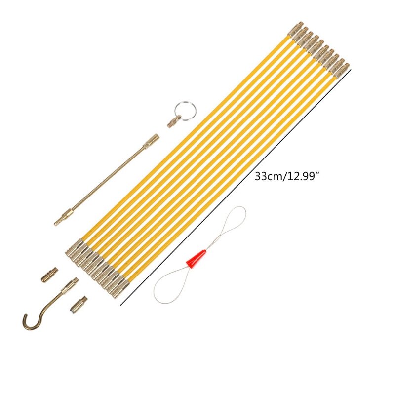 10 unids/set pescado cinta para correr con alambre Cable barras Coaxial eléctricos pueden conectarse pescado cinta empujar Kit con gancho Kit de agujero de