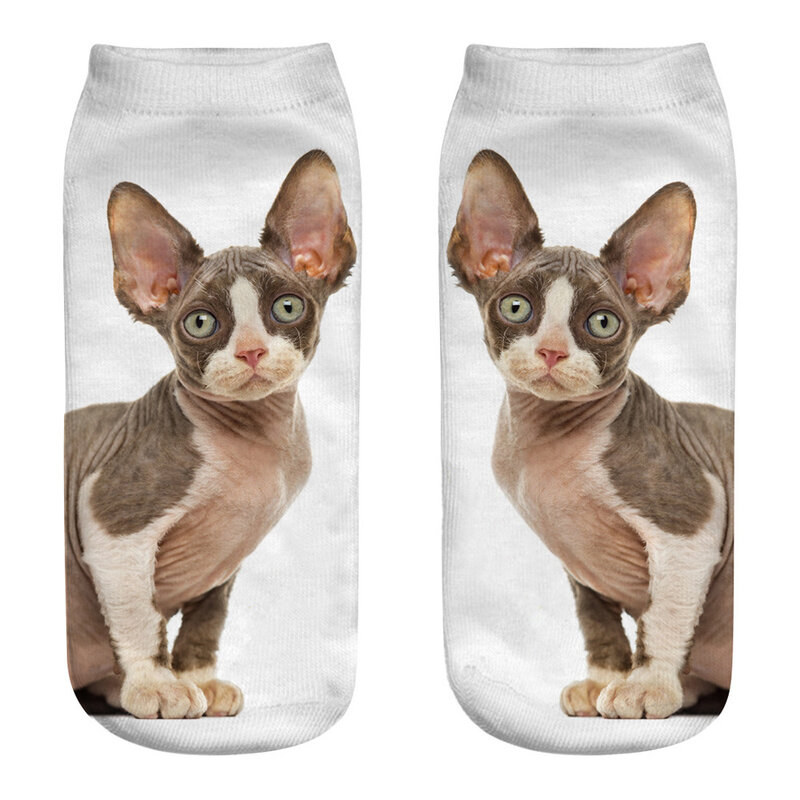 Animal engraçado feminino bonito 3d impressão gatinho meias mulheres meias unisex meias moda sox gato dos desenhos animados para o sexo feminino dropship