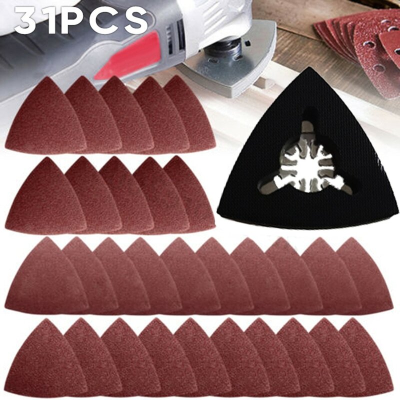 30 pces lixa triangular papel + 1pc disco de lixa para fein acessório multitool