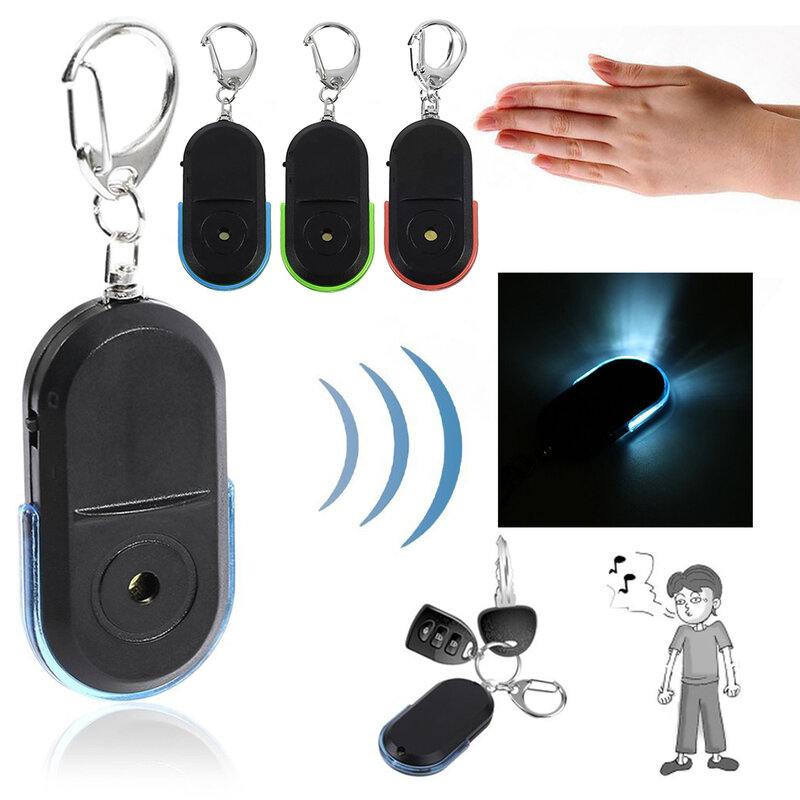 Anti-Lost Alarm ไร้สาย10M Key Finder Locator Keychain อุปกรณ์เสียงนกหวีดด้วย LED Light