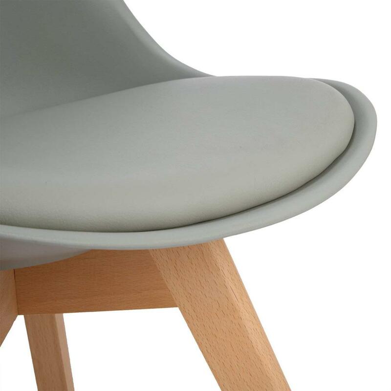 Krzesło do jadalni zestaw 4 nowoczesnych minimalistycznych szaro-białych czarnych PU wyściełane siedzisko z drewna bukowego nogi jadalnia balkon do sypialni restauracja