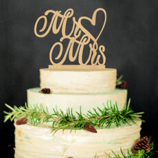 De Madera Sr. Y la Sra. Topper de la torta rústica decoración de madera para bodas