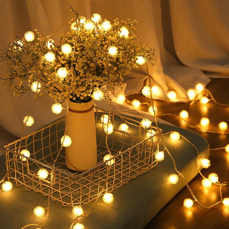 Christmas Garland Lights Special Garland Lights Hairy Ball Dandelion LED Fairy String Light Home Decoration Christmas Ornaments