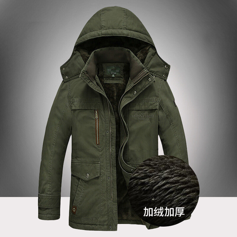 Men's Wear Winter Cotton-padded Clothes Male Increase Down Thickening Keep Warm Loose Coat Loose Will Code Long Fund Can