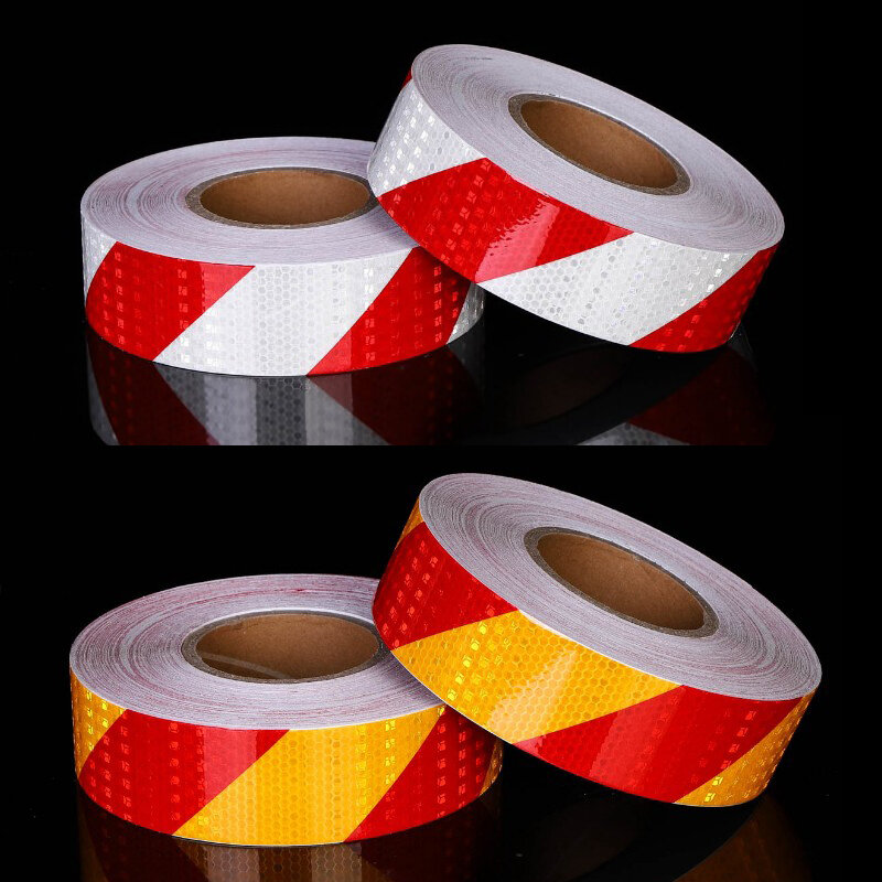 5cm X 50m/Roll Self-adhesive Reflective Safety Warning Tape Road Traffic Construction Site Reflective Guide Sign