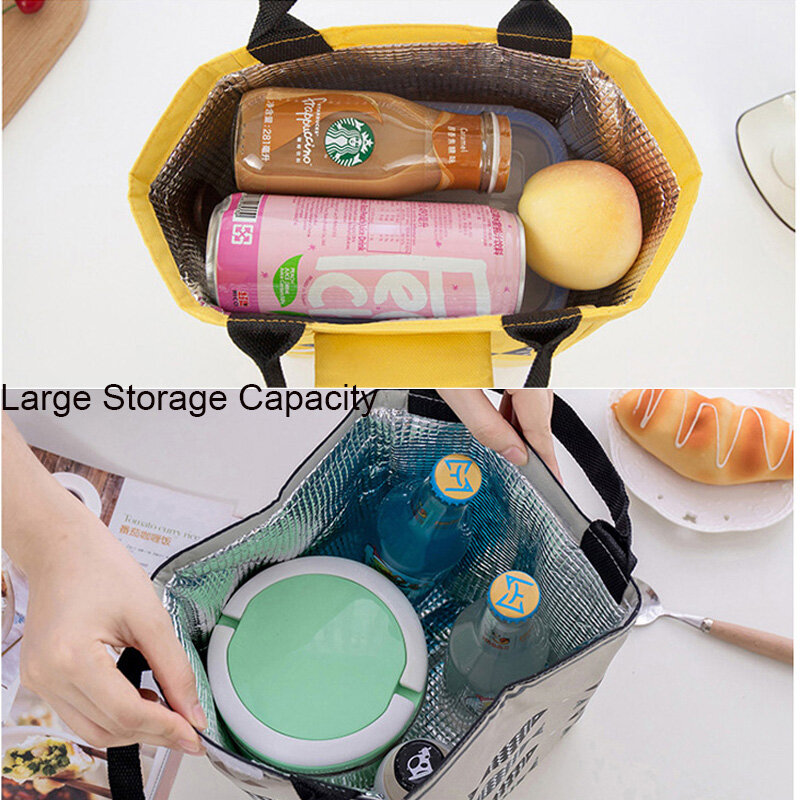 Lancheira refrigerada funcional, bolsa de almoço portátil de poliéster com isolamento para alimentos, piqueniques para mulheres e crianças