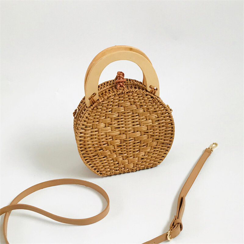 Сумка женская плетеная из ротанга, круглая, плетение из прутьев, соломенная, через плечо, 2021, в богемном стиле, сумки для путешествий