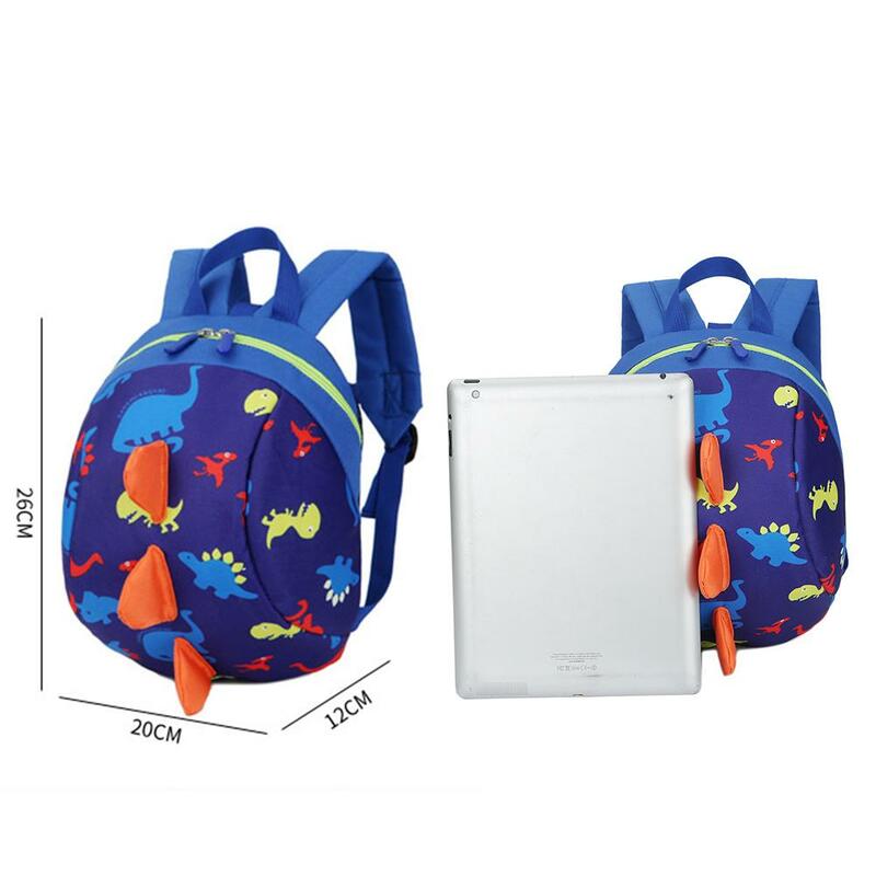 Детский дорожный рюкзак с мультипликационным динозавром, нескользящий детский нейлоновый школьный ранец с ремешком на запястье