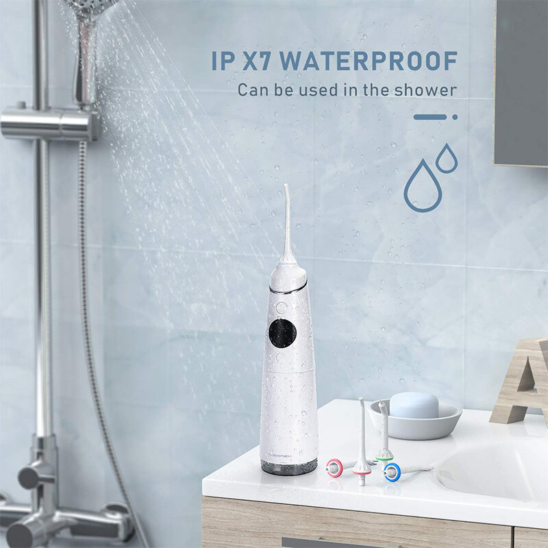 Liberex irrigador oral água flosser portátil sem fio irrigador dental usb recarregável ipx7 à prova dwaterproof água 4 modos de limpeza dos dentes