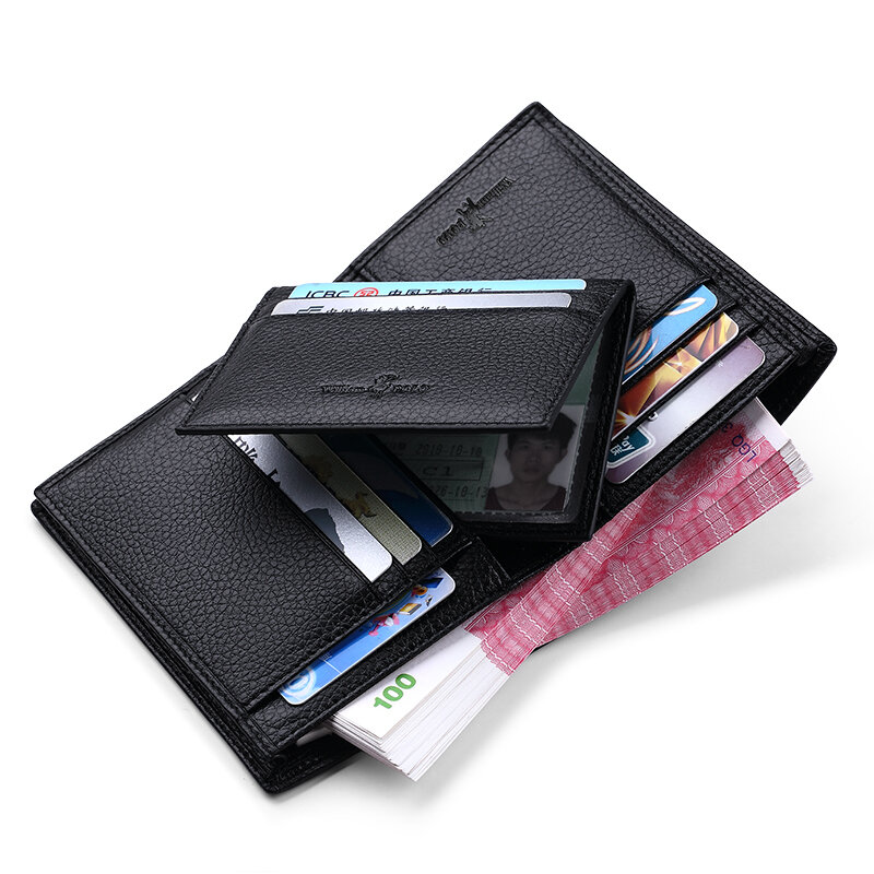 Portafoglio corto da uomo in vera pelle toolpolo porta carte di credito sottile porta carte di credito mini Multi Card Bifold portafoglio in pelle di vacchetta