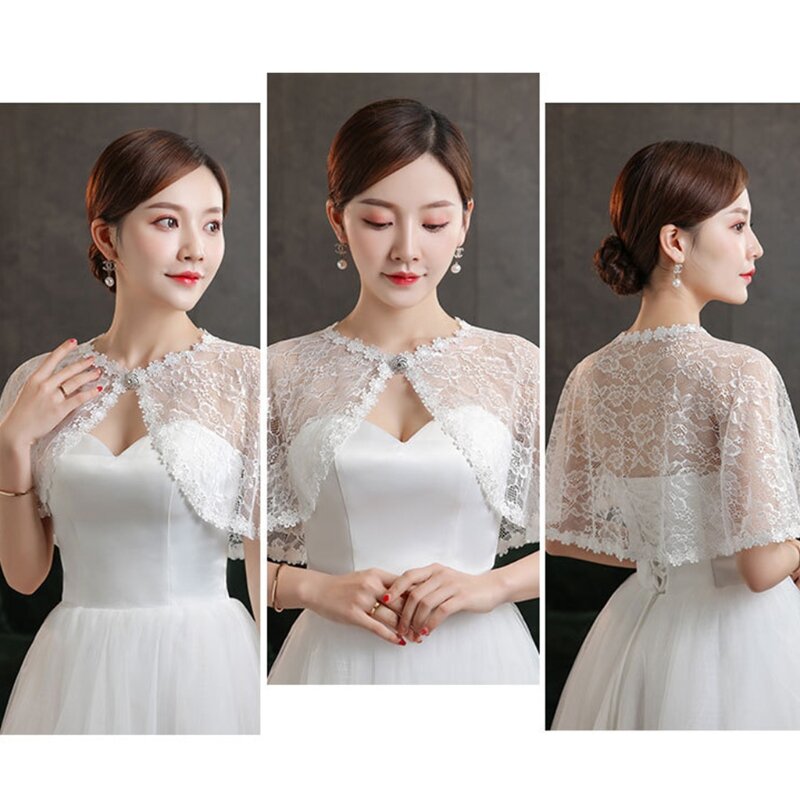 Noiva adornam artigo preto branco laço xale capa vestuário decorativo para lady l41b