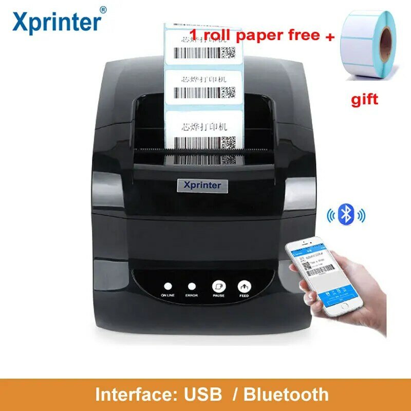2023 Xprinter XP-365B termiczna drukarka etykiet kodów kreskowych termiczna drukarka POS drukarka paragonowa USB/Bluetooth/Port sieci Ethernet na zakupy