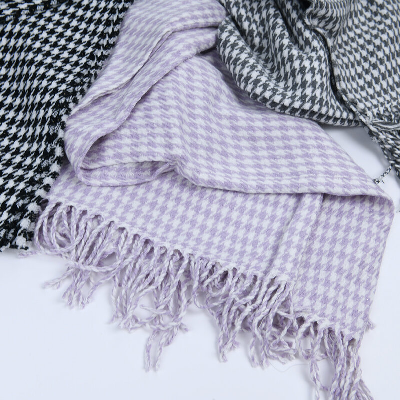 Ohyoga-bufanda de Cachemira a cuadros para mujer, chal largo de abrigo, accesorios para exteriores, mantiene el calor, moda de invierno