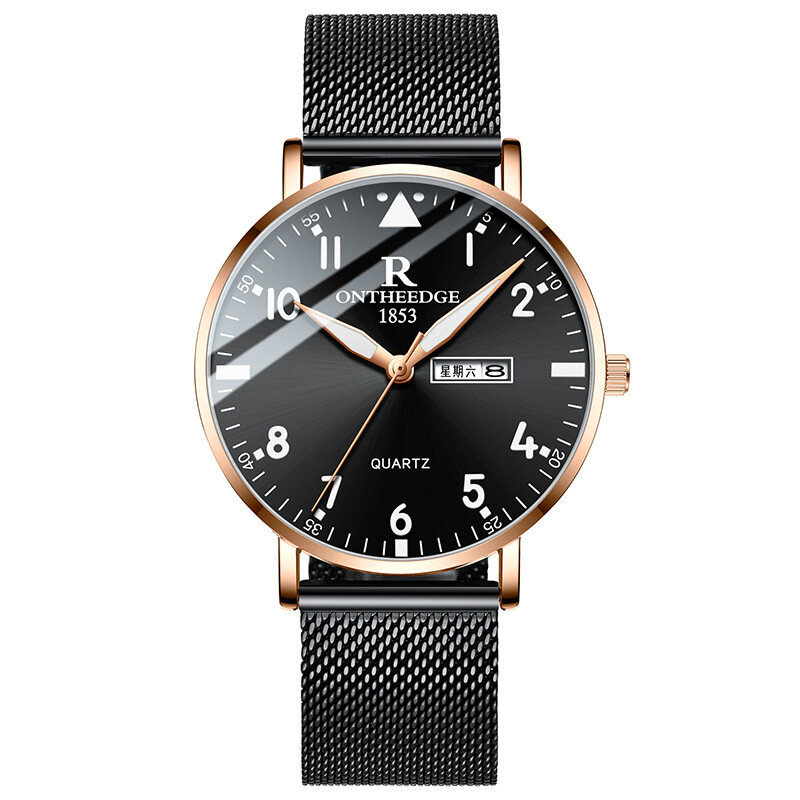 Часы w nowym stylu mężczyzna zegarka biznes zegarek kwarcowy na co dzień wodoodporna świetlista skóra pasek z siatki mody maszyn