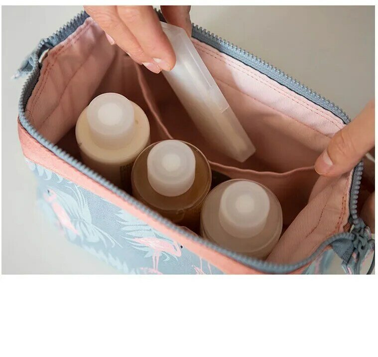 Trousse de maquillage de voyage pour filles, sac à cosmétiques en forme d'animaux Flamingo, sac de rangement de toilette, organisateur de lavage de beauté
