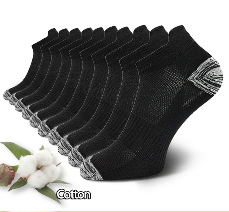5 Pairs Athletic Cushioned Cotton Sports Socks Mens Ankle Socks Breathable Low Cut Tab With Arch Support Mesh Casual Short Sock