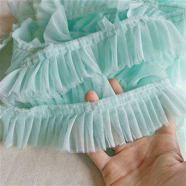 5cm Wide Color Mesh Fabric Folds Organ Lace Ribbon DIY Skirt Clothes Neckline Edge Sewing Accessories Dolls Clothing Decoration