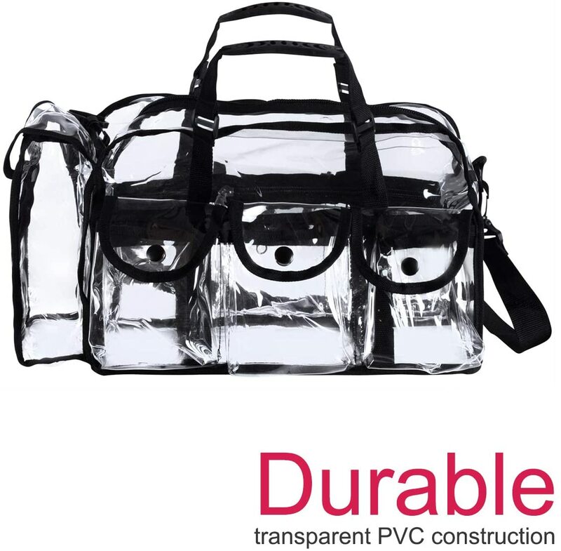 Premium Clear Makeup Organizer PVC Toiletry Bag Transparent Cosmetic Bag For Women Sturdy Zipper & 7 External Pockets