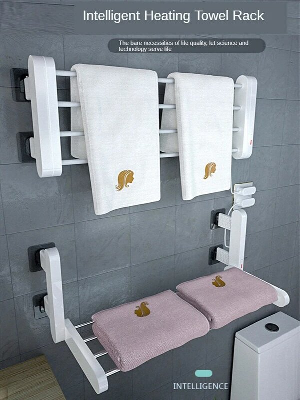 Secador de toalhas elétrico com aquecimento, acessório de banheiro para parede, suporte de alumínio