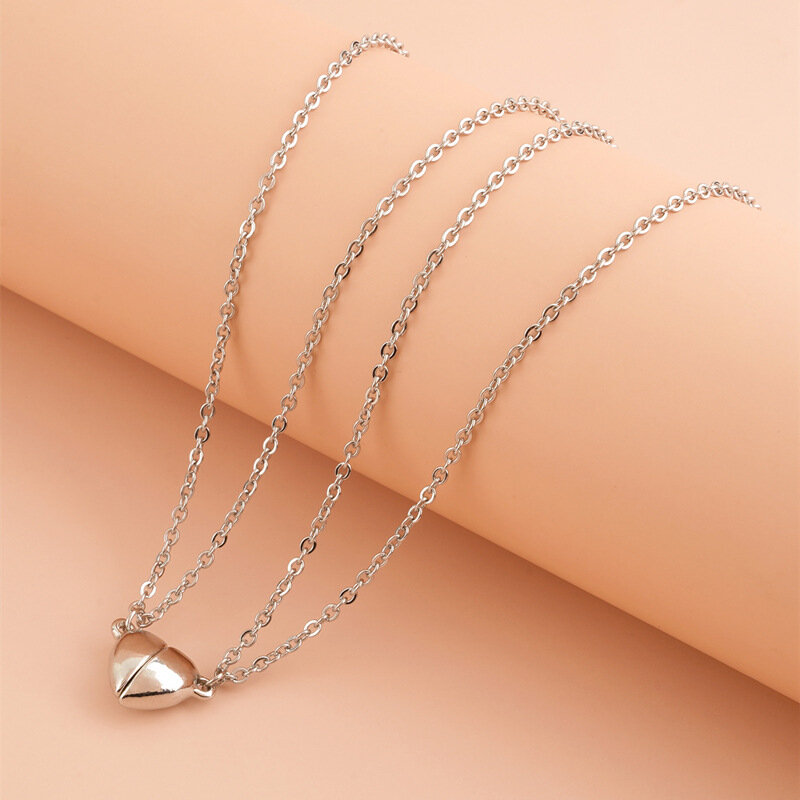 Магнитное ожерелье для пары для женщин и мужчин, 2 шт., любовь, сердце, Ранняя цепочка, ювелирные изделия, чокер-ожерелье из сплава без карты