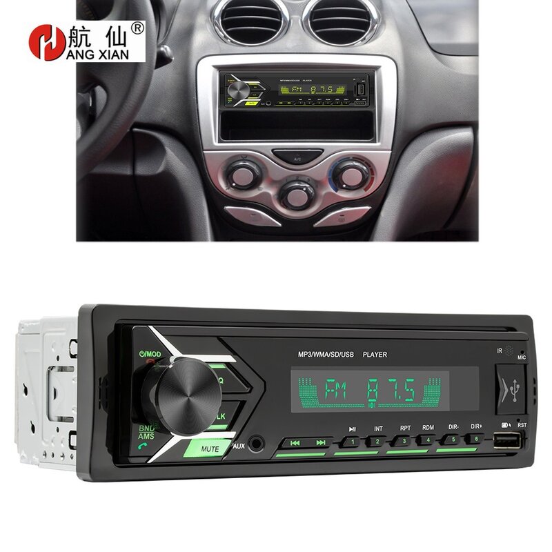 Reproductor Multimedia con Bluetooth para coche, radio con MP3, MP3, 1 DIN, 7 colores, AUX, estéreo, FM, TF, USB, en salpicadero