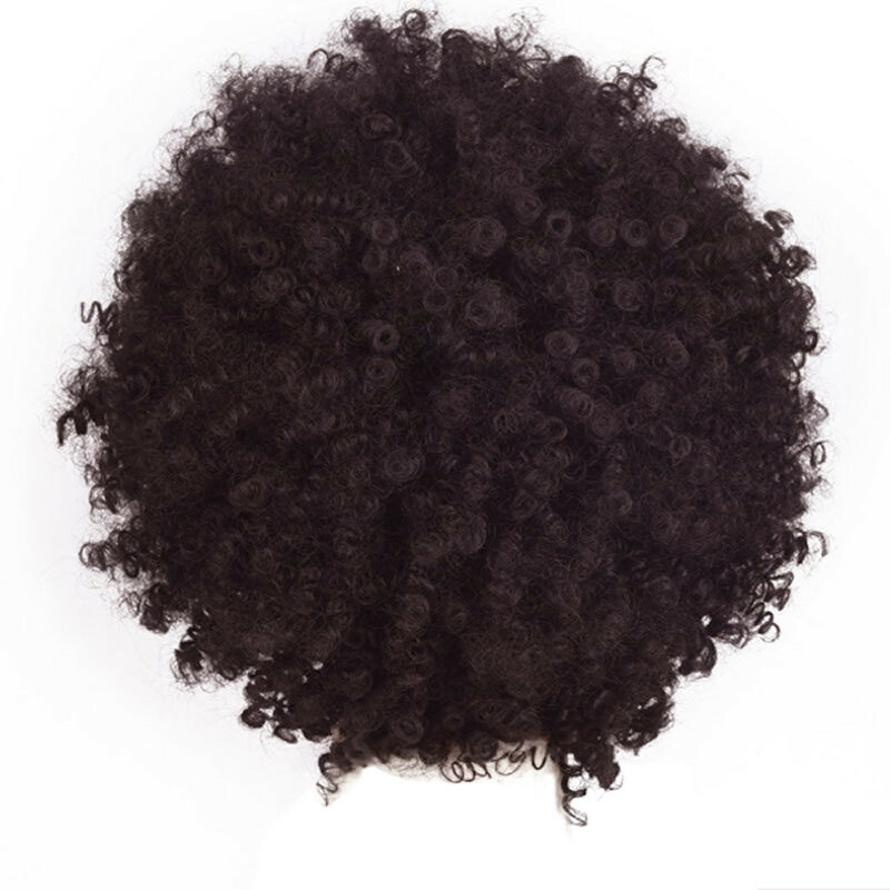 Hort-extensiones de cabello sintético Afro rizado, mezcla de pelo con flequillo, barata, de moda, resistente al calor, para mujer