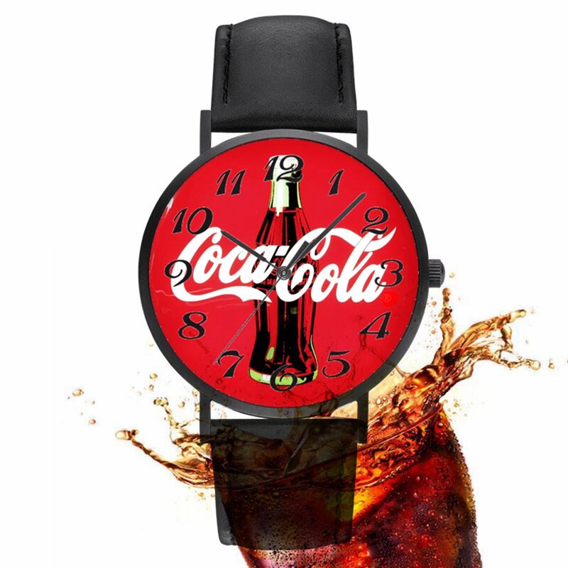 Reloj Digital de cuarzo para hombre y mujer, pulsera de cuero negro con Cola, informal, a la moda, regalo, nuevo