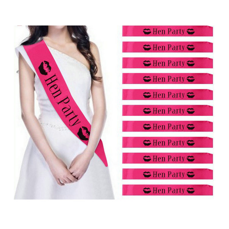 HENS PARTY sash party decorations rose red