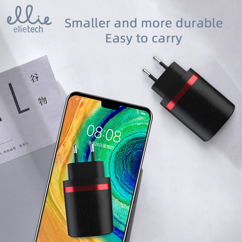 Ellipetech – chargeur USB double prise ue 2,4 a, charge rapide pour téléphone Portable, compatible avec iPhone Samsung Xiaomi Redmi